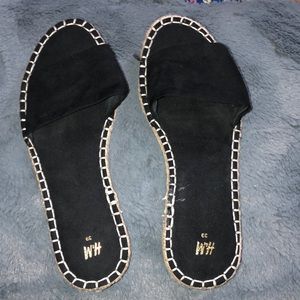 H&M BLK ESPADRILLE SLIDES
